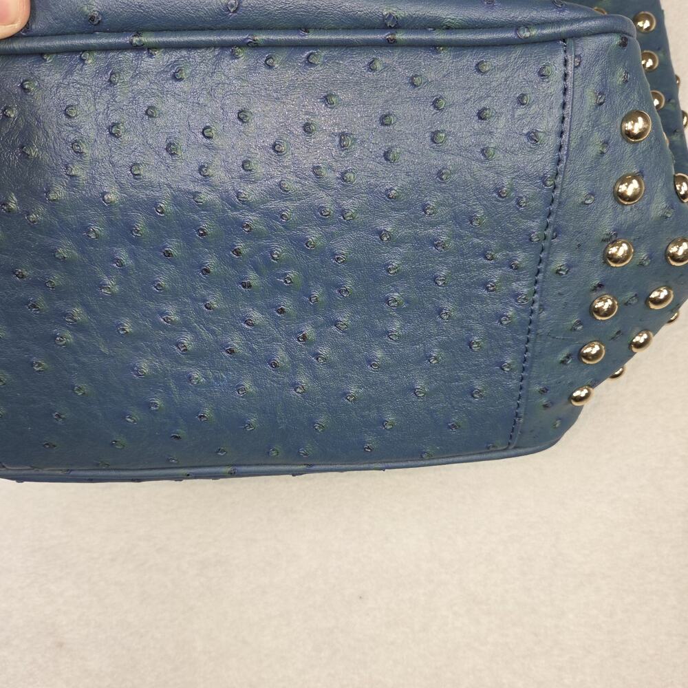Vtg Expressions NYC Bag Purse Womens Blue Faux Ostrich Tote Hobo 2000s y2k - Picture 8 of 14